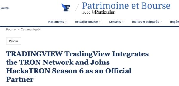 波场黑客松大赛第六季合作伙伴_TradingView集成波场TRON网络_tradingview
